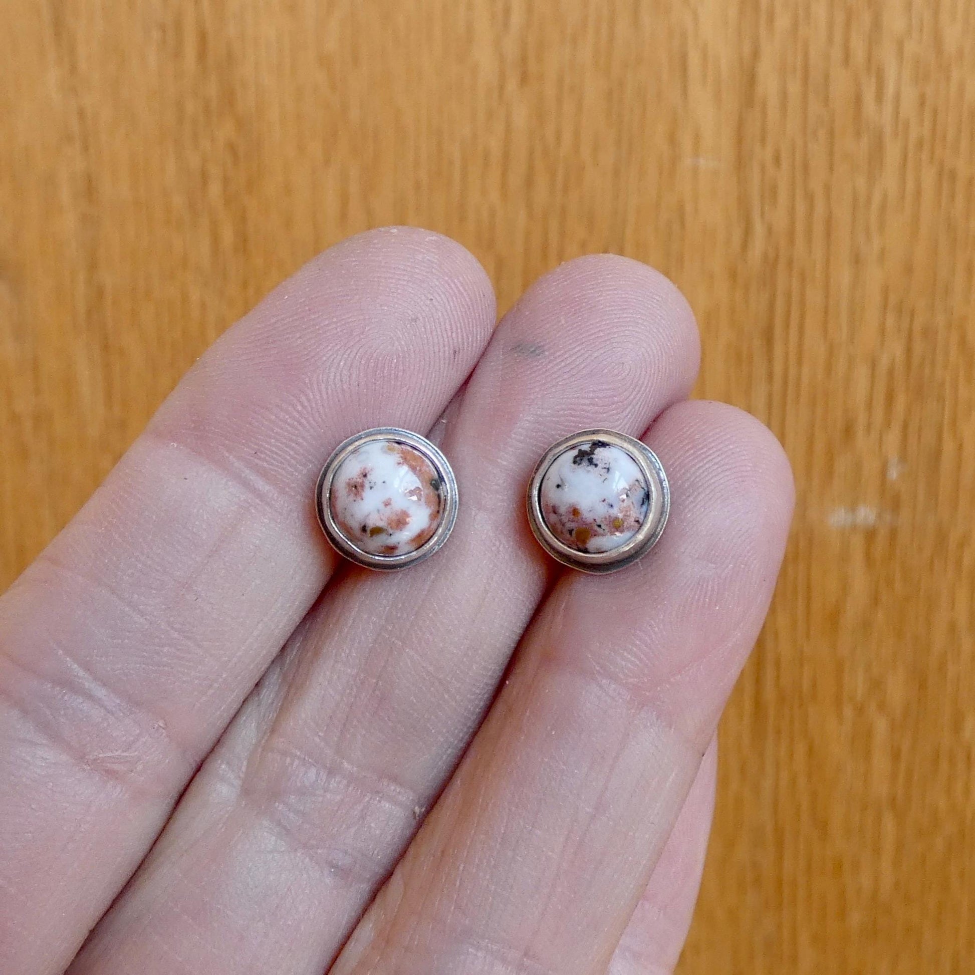 Choose Your Pair - Ocean Jasper Sterling Silver Studs - Silversmith Post Earrings