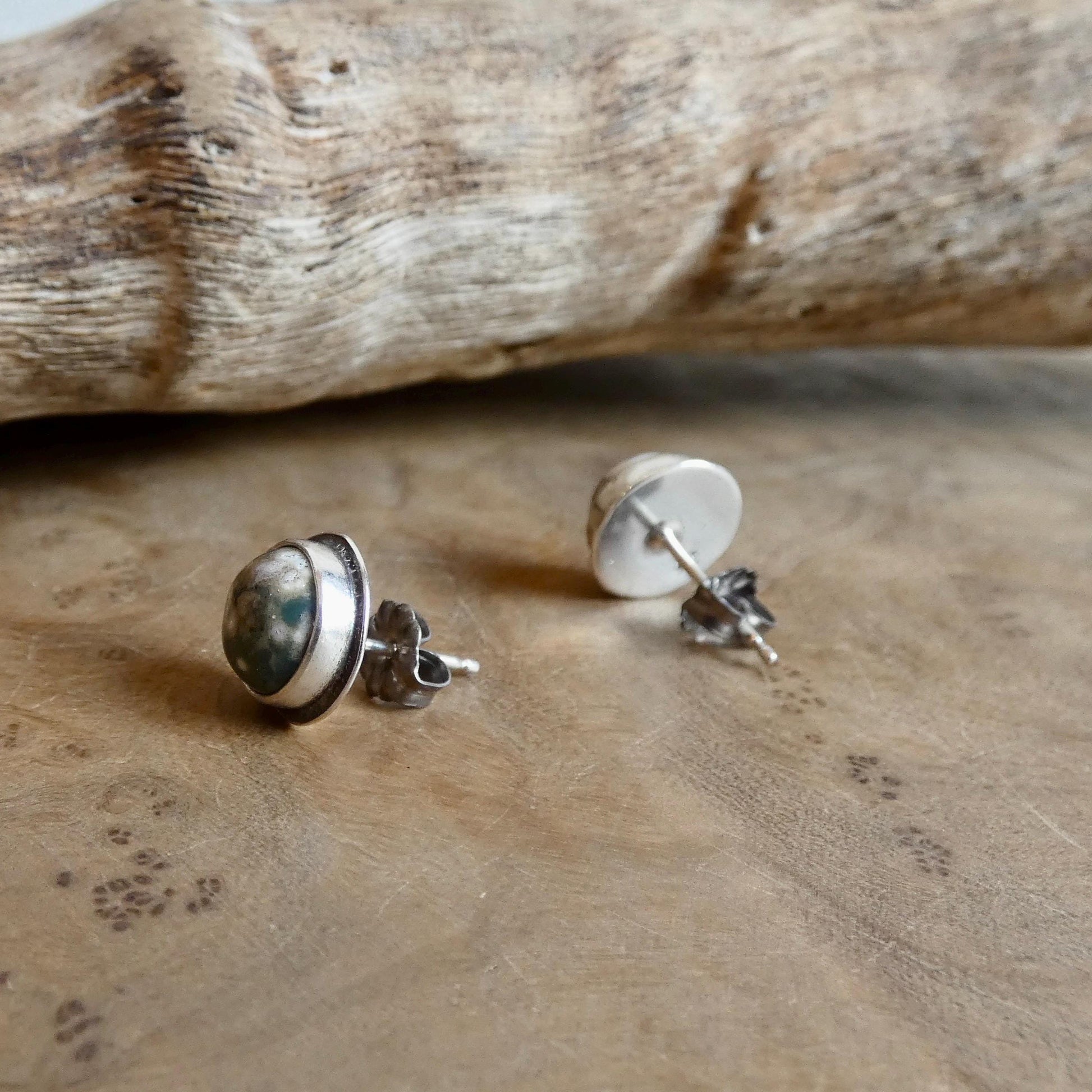 Choose Your Pair - Ocean Jasper Sterling Silver Studs - Silversmith Post Earrings