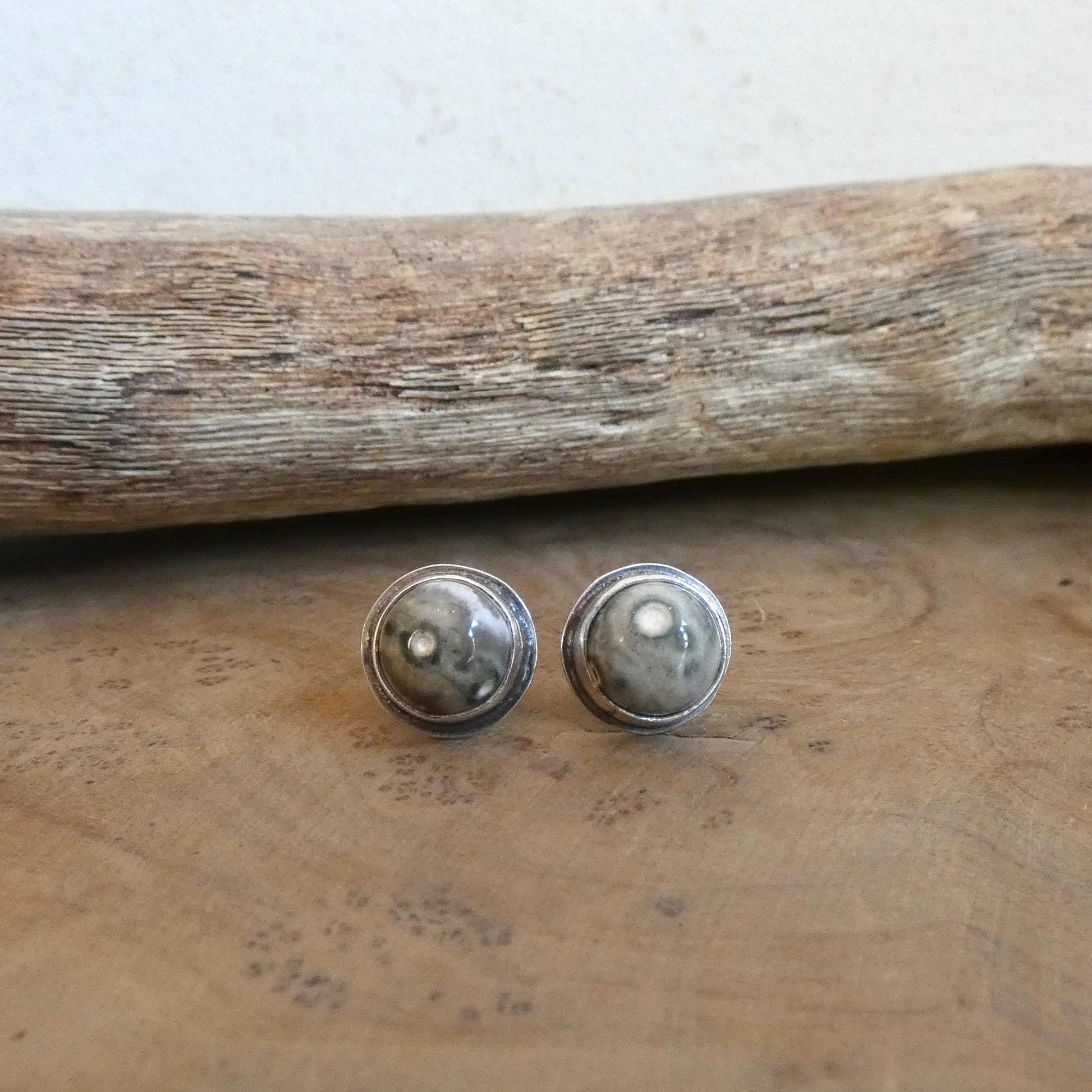 Choose Your Pair - Ocean Jasper Sterling Silver Studs - Silversmith Post Earrings