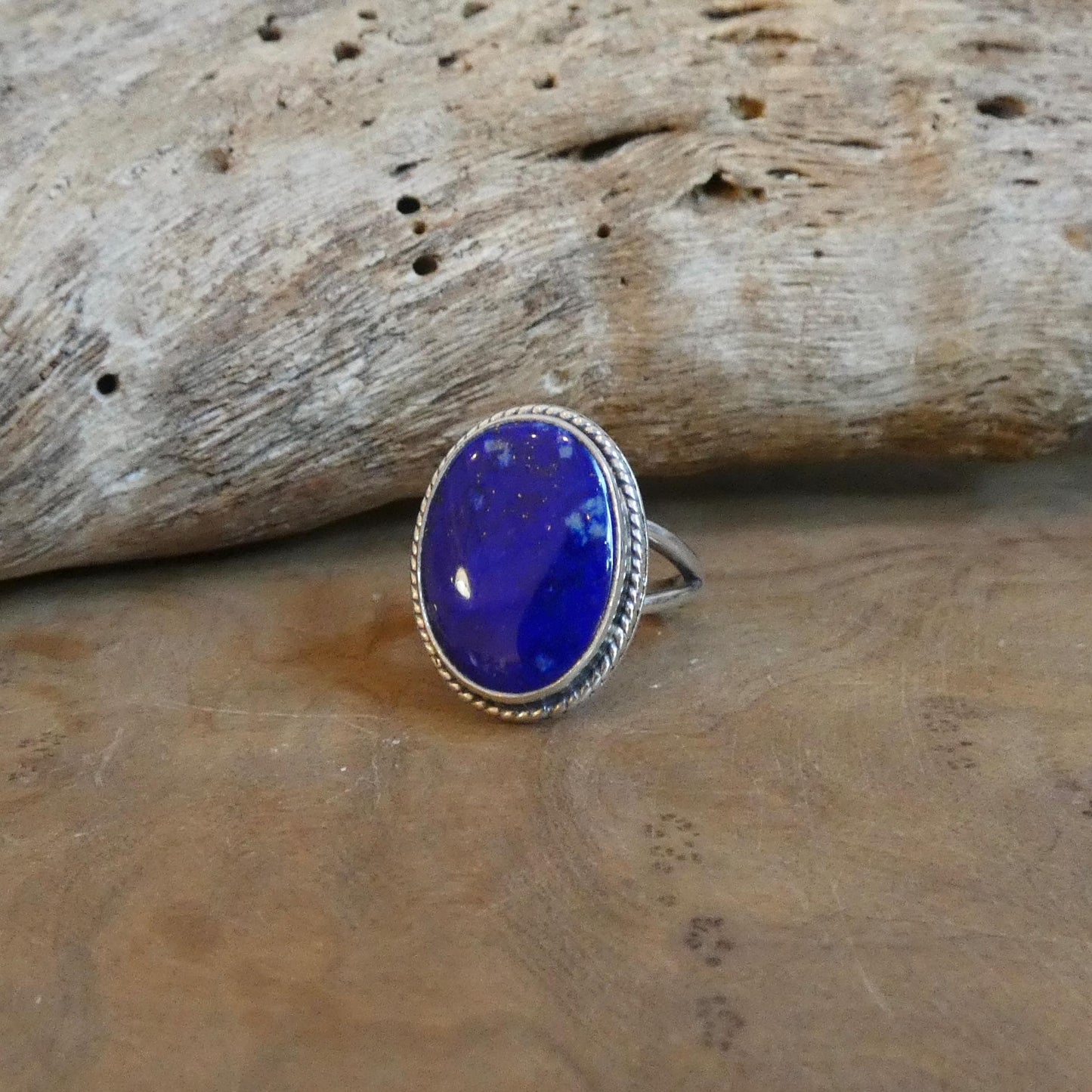 AAA Blue Lapis Lazuli Boho Ring - .925 Sterling Silver