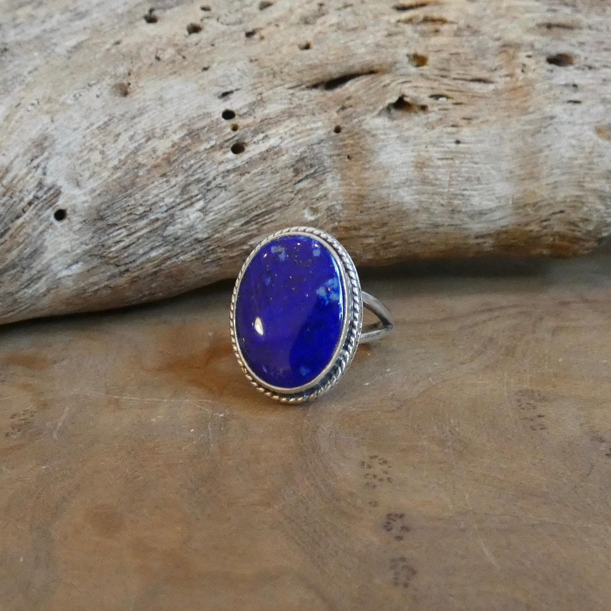 AAA Blue Lapis Lazuli Boho Ring - .925 Sterling Silver