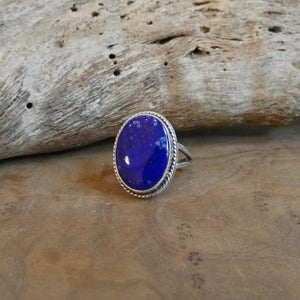 AAA Blue Lapis Lazuli Boho Ring - .925 Sterling Silver
