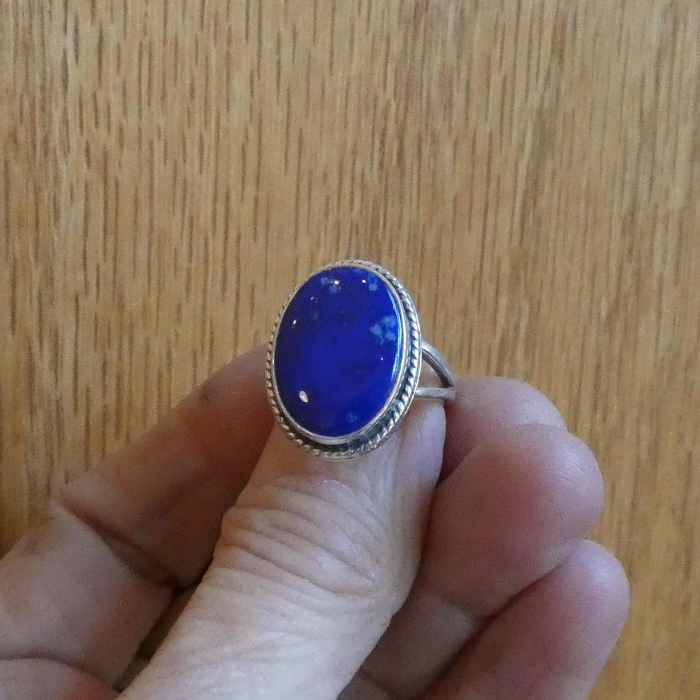 AAA Blue Lapis Lazuli Boho Ring - .925 Sterling Silver