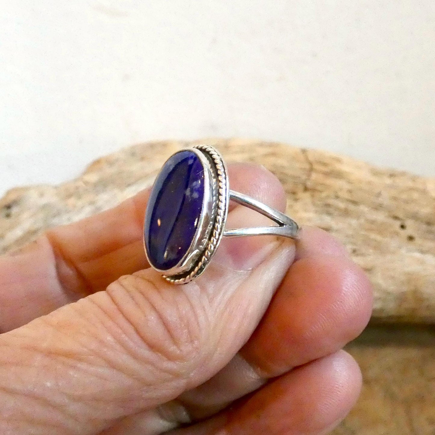AAA Blue Lapis Lazuli Boho Ring - .925 Sterling Silver