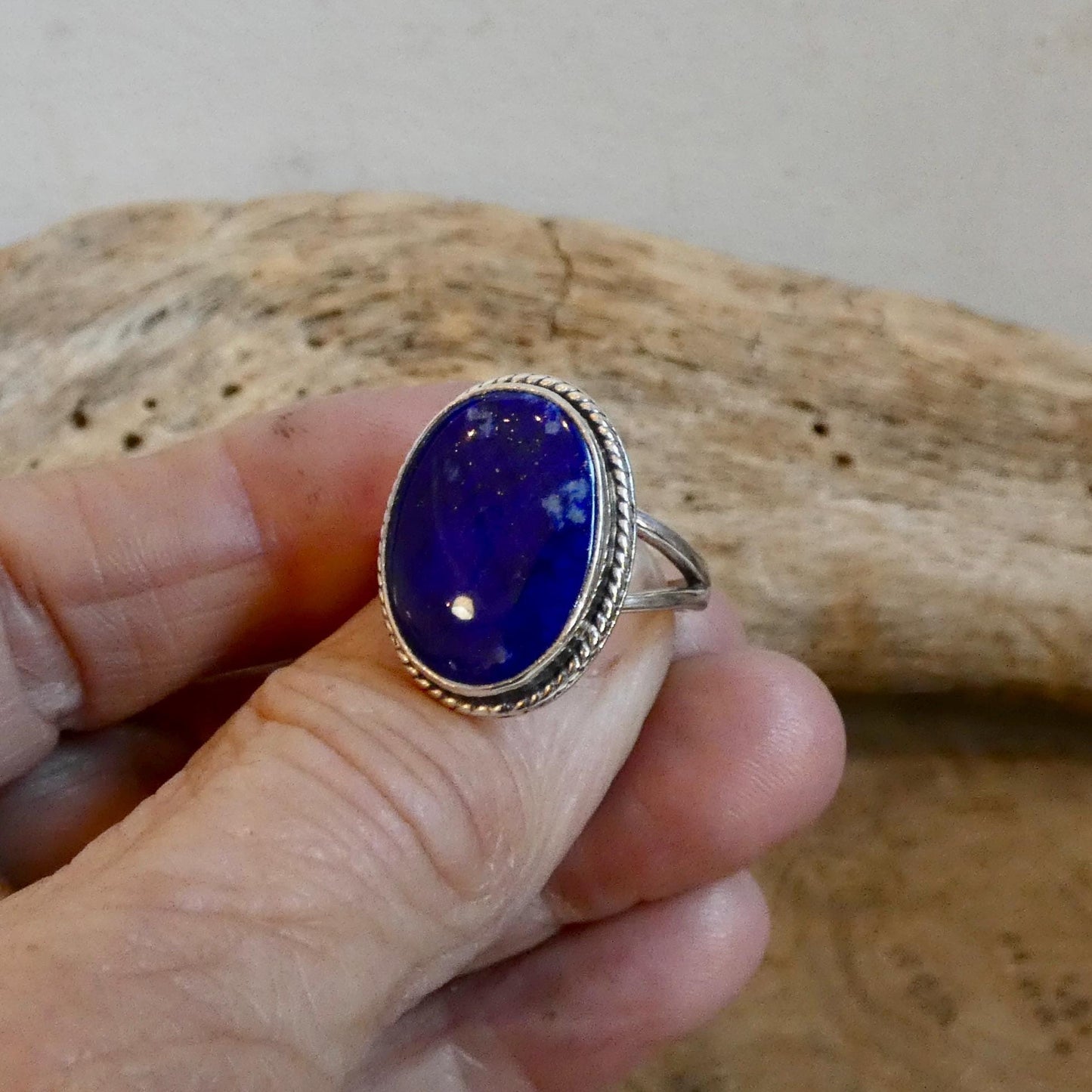 AAA Blue Lapis Lazuli Boho Ring - .925 Sterling Silver