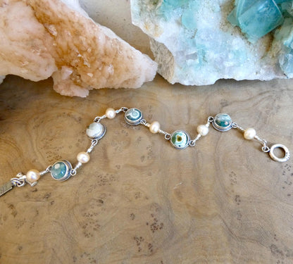 Ocean Jasper Link Bracelet with Freshwater Pearls - Choose Your Finished Jewelry