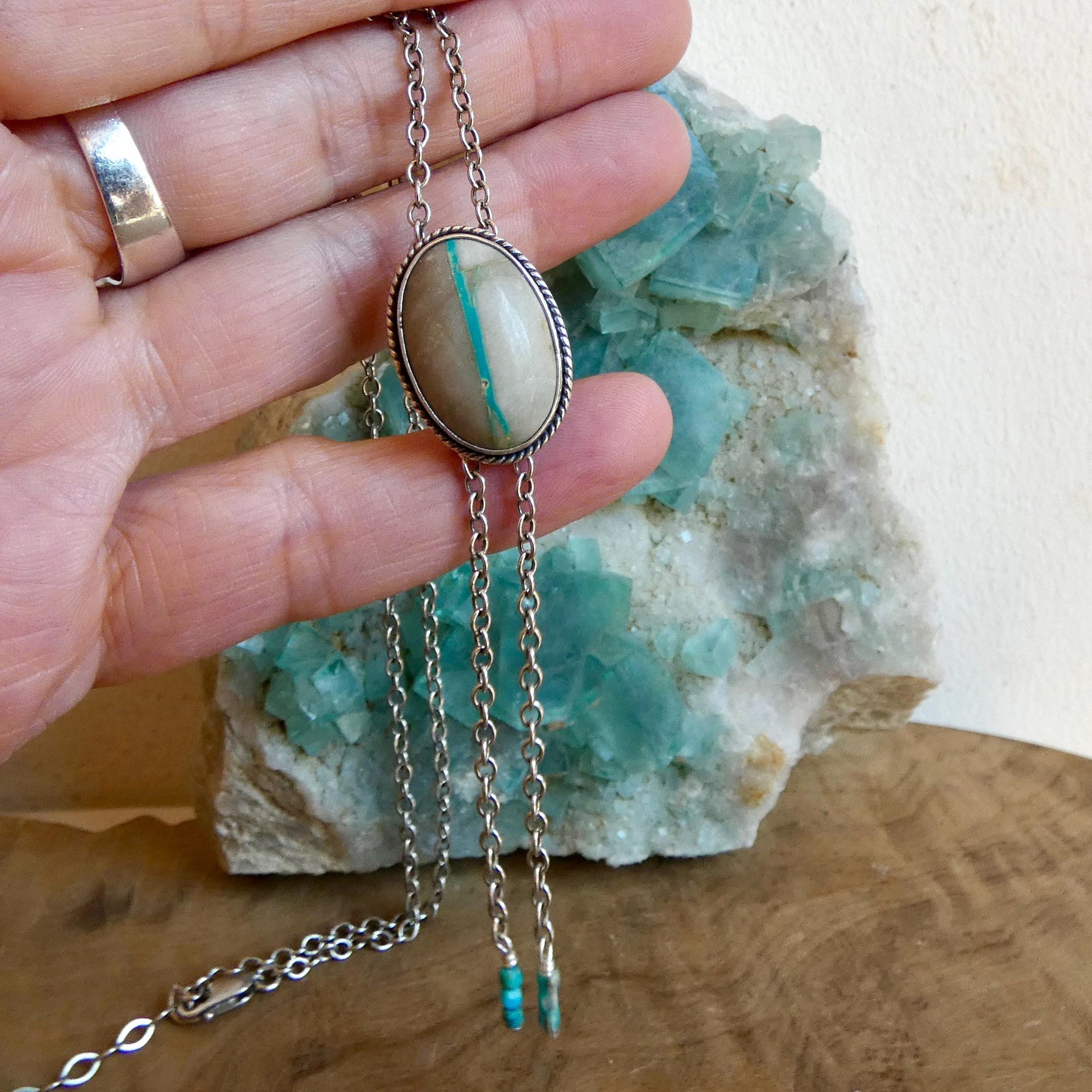 Choose your finished Royston Ribbon Turquoise Bolo Necklace – Sterling Silver