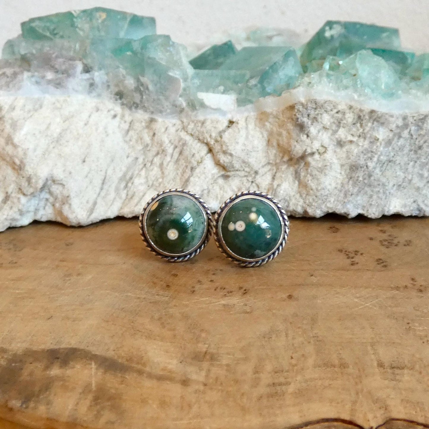 Ocean Jasper Stud Earrings | Sterling Silver