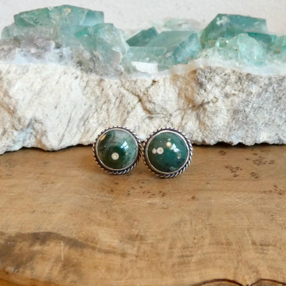 Ocean Jasper Stud Earrings | Sterling Silver