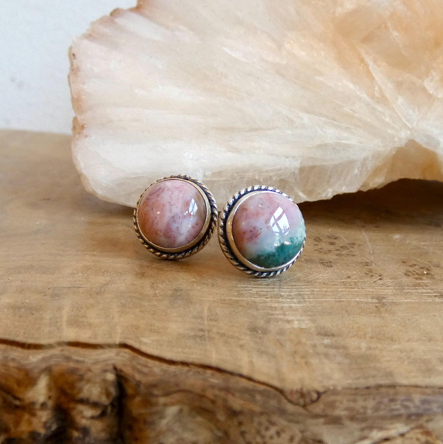 Ocean Jasper Stud Earrings | Sterling Silver