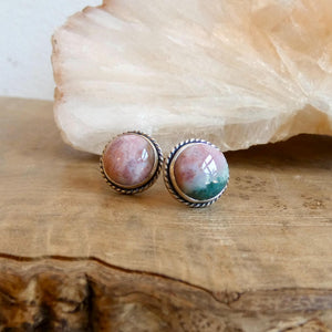 Choose your pair - Ocean Jasper Sterling Silver Studs - Silversmith Post Earrings