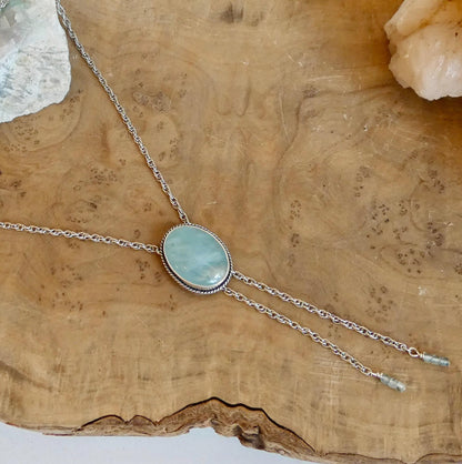 Morganite Sterling Silver Bolo Necklace - Y Necklace - Lariat - Beryl Jewelry