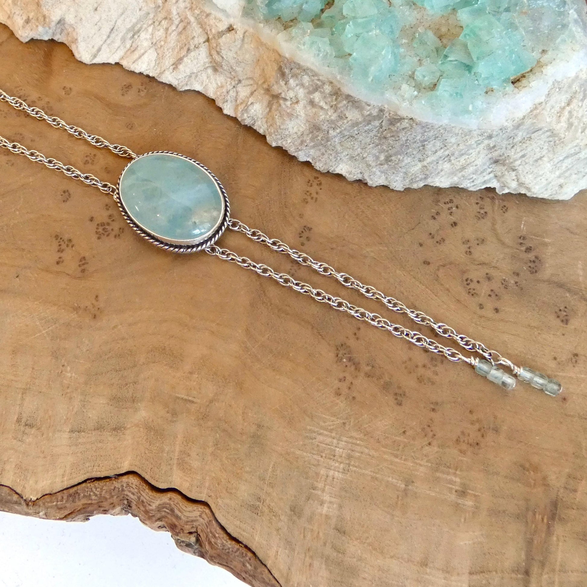 Morganite Sterling Silver Bolo Necklace - Y Necklace - Lariat - Beryl Jewelry
