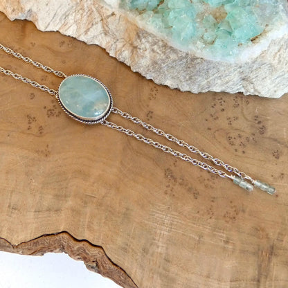 Morganite Sterling Silver Bolo Necklace - Y Necklace - Lariat - Beryl Jewelry