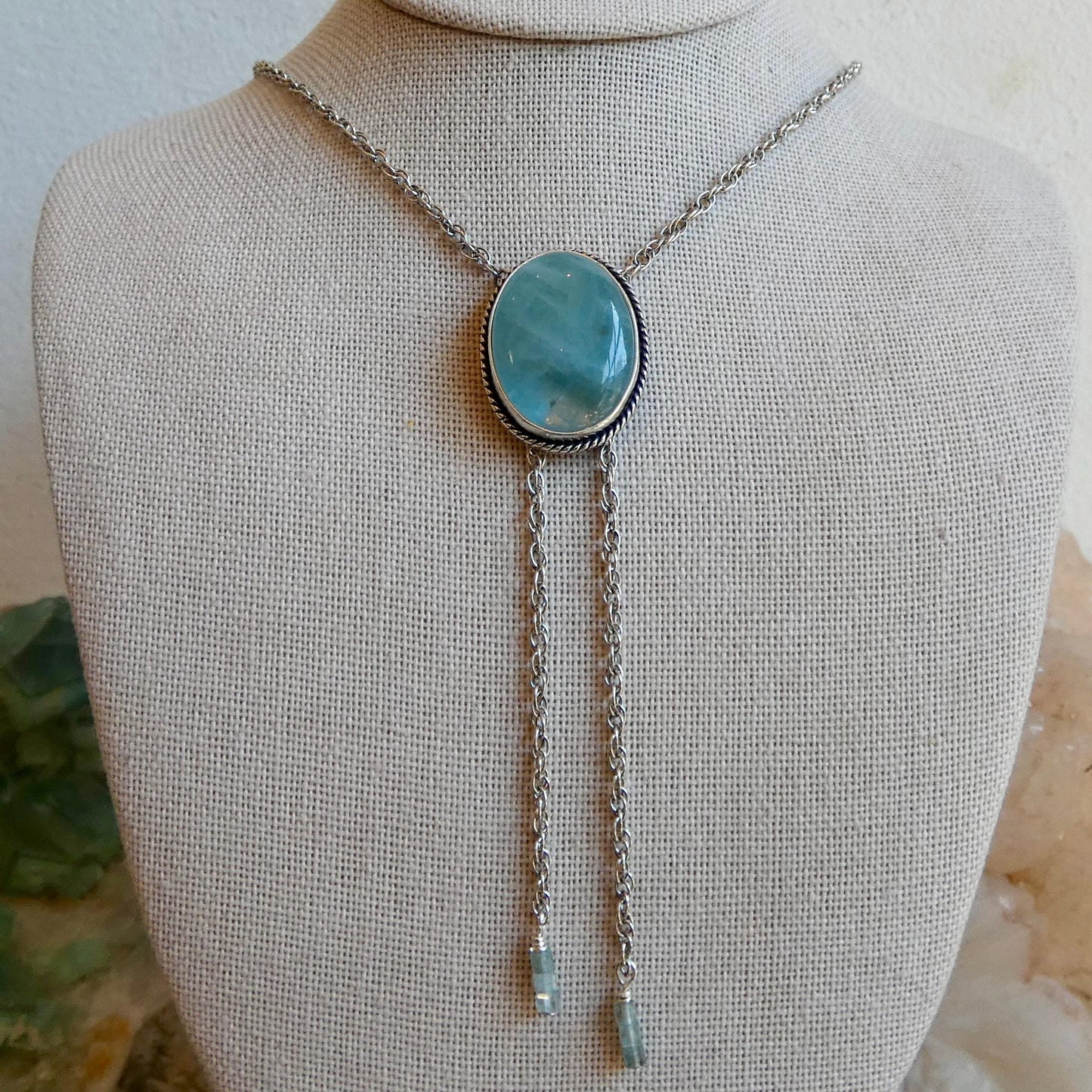 Morganite Sterling Silver Bolo Necklace - Y Necklace - Lariat - Beryl Jewelry