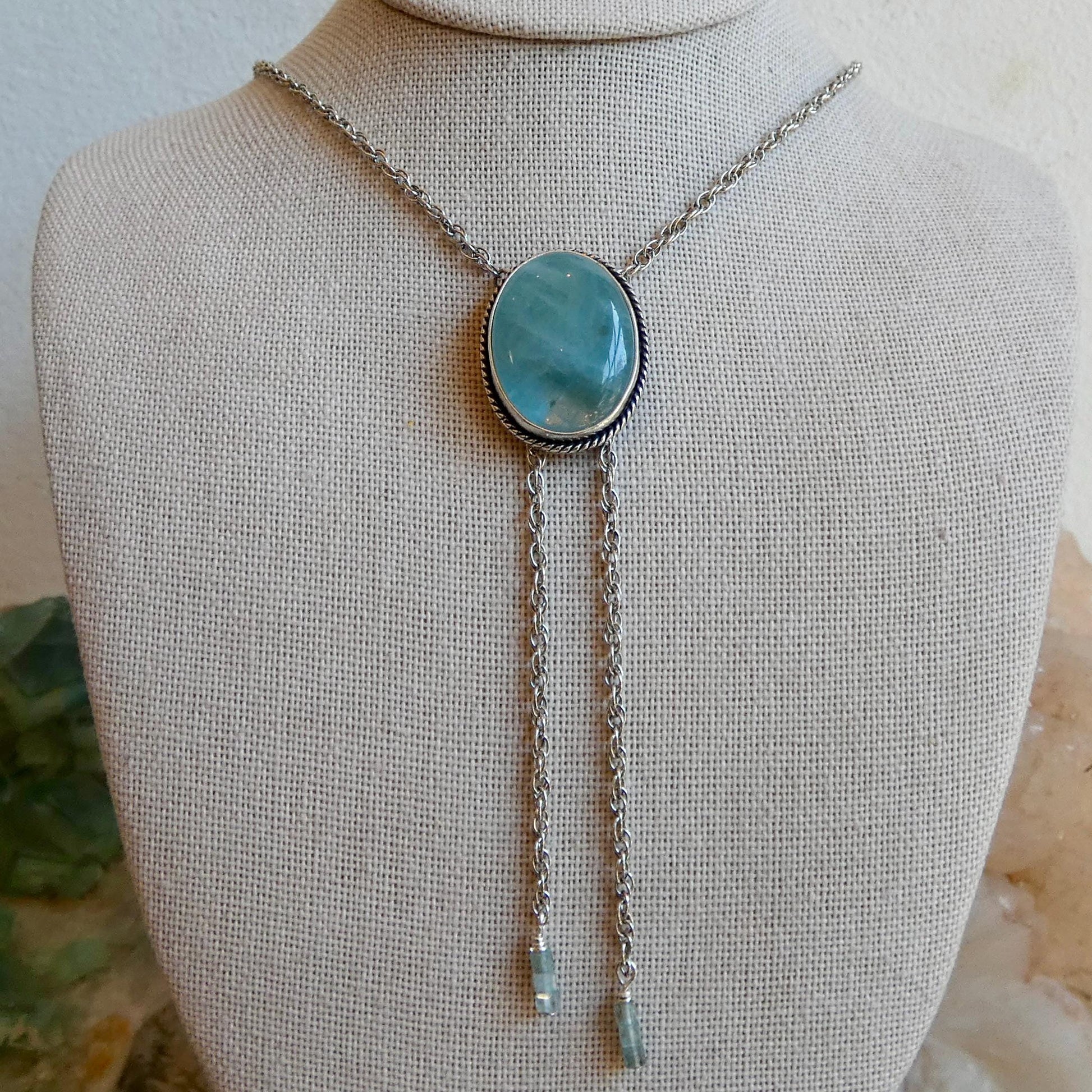 Morganite Sterling Silver Bolo Necklace - Y Necklace - Lariat - Beryl Jewelry