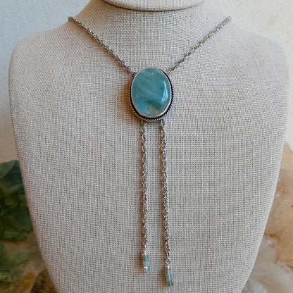 Morganite Sterling Silver Bolo Necklace - Y Necklace - Lariat - Beryl Jewelry