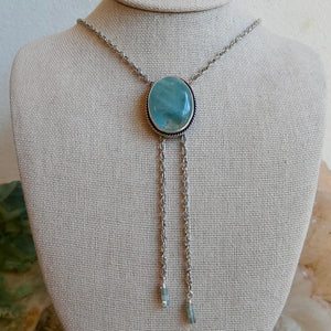 Morganite Sterling Silver Bolo Necklace - Y Necklace - Lariat - Beryl Jewelry