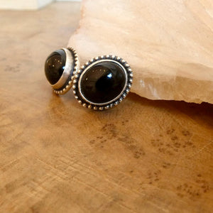 Black Agate Posts - Sterling Silver - Black Onyx Studs
