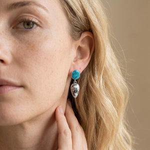 Sterling Silver White Buffalo Kingman Turquoise Drop Earrings – Choose Your Pair