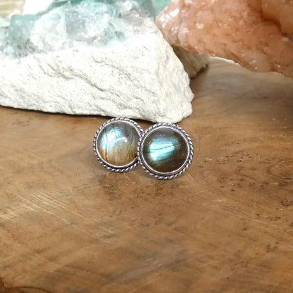 Labradorite Traditional Posts Earrings - .925 Sterling Silver