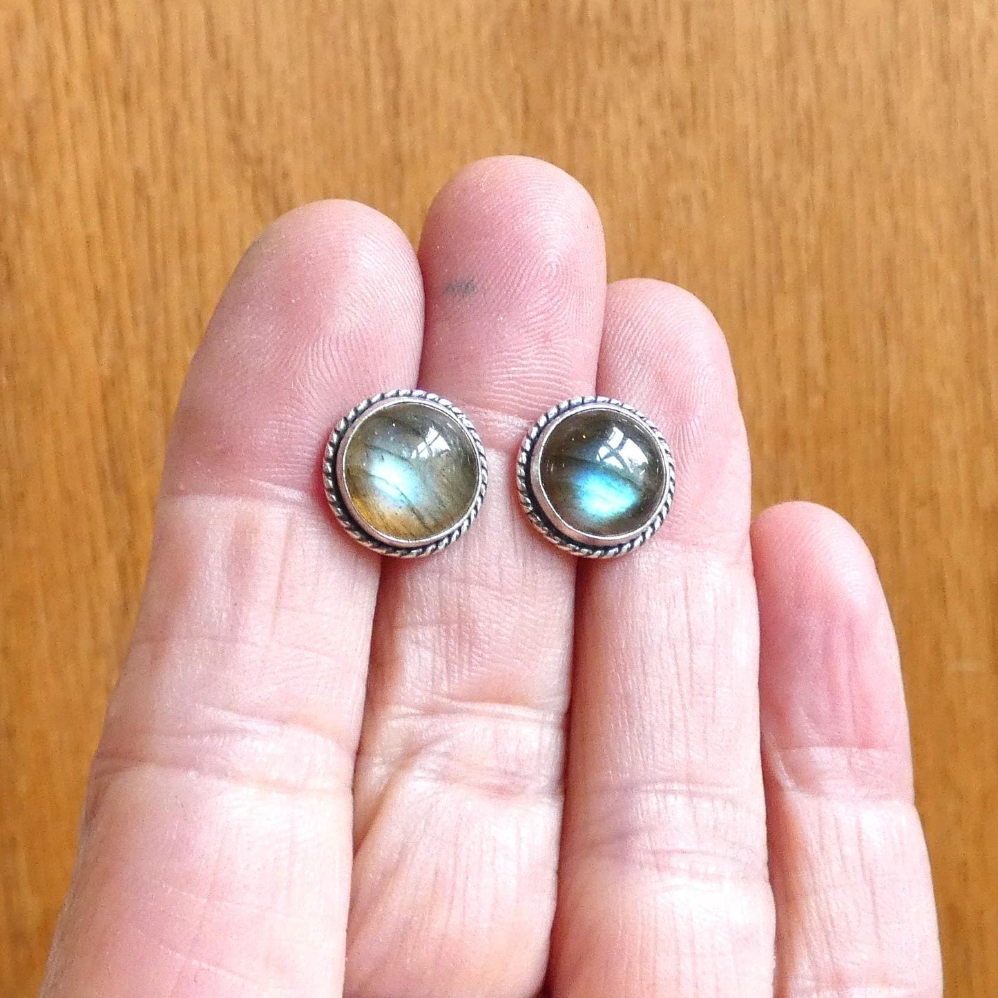 Labradorite Traditional Posts Earrings - .925 Sterling Silver