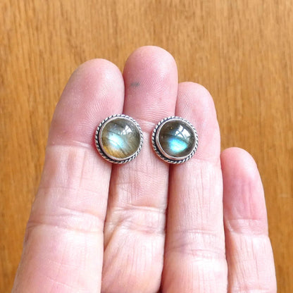 Labradorite Traditional Posts Earrings - .925 Sterling Silver