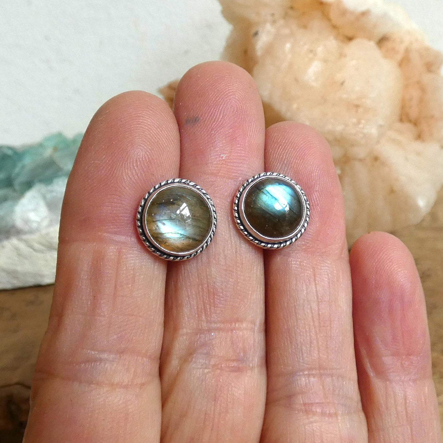 Labradorite Traditional Posts Earrings - .925 Sterling Silver