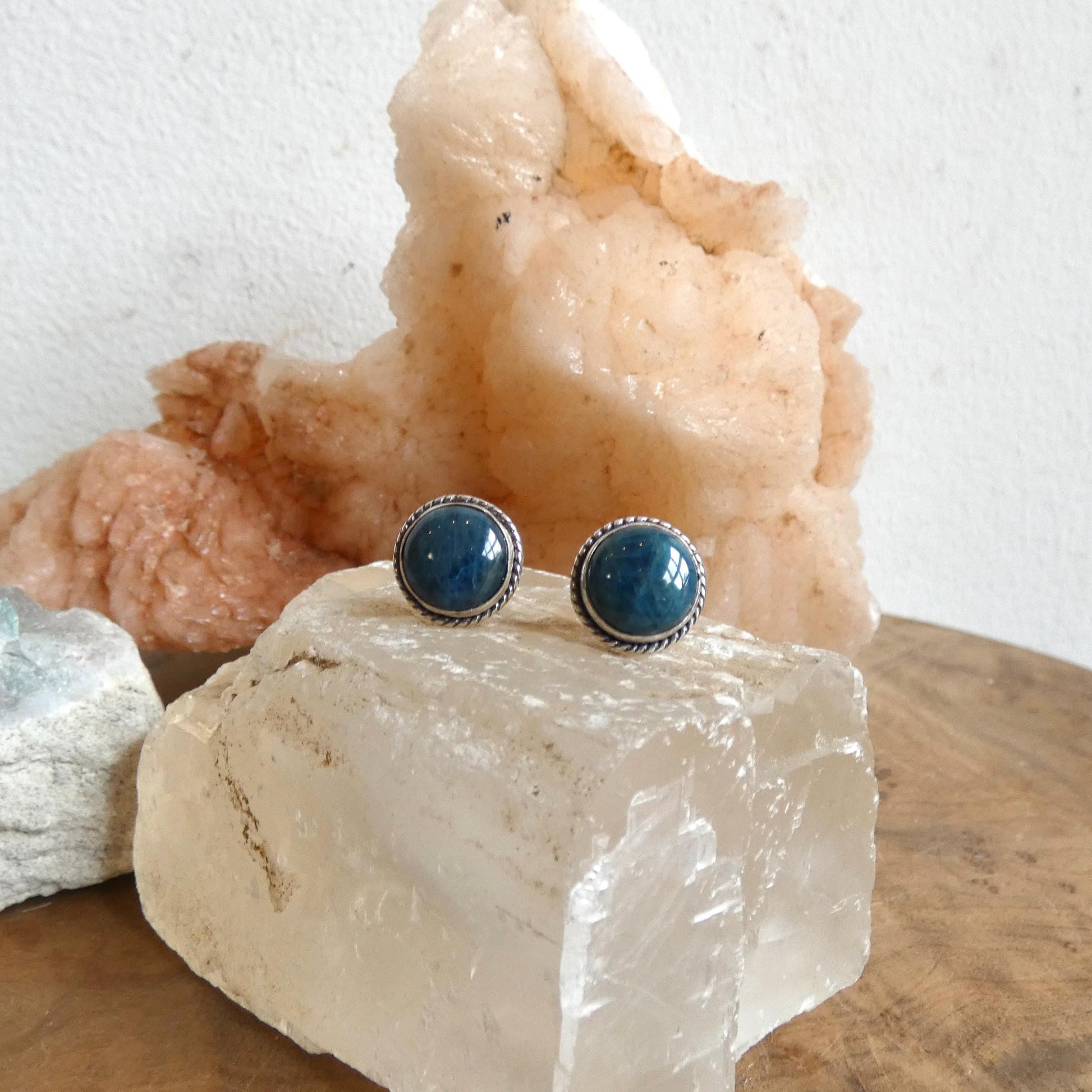 Apatite Traditional Posts - 10mm Stud Earrings - Sterling Silver