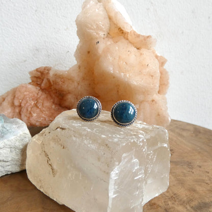 Apatite Traditional Posts - 10mm Stud Earrings - Sterling Silver