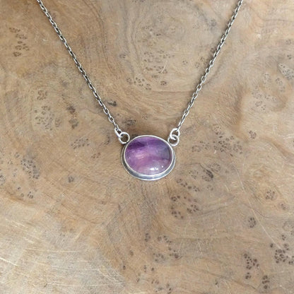 Rainbow Fluorite Pendant with Chain | Sterling Silver