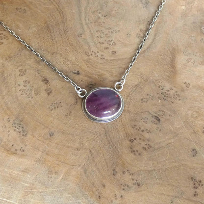 Rainbow Fluorite Pendant with Chain | Sterling Silver