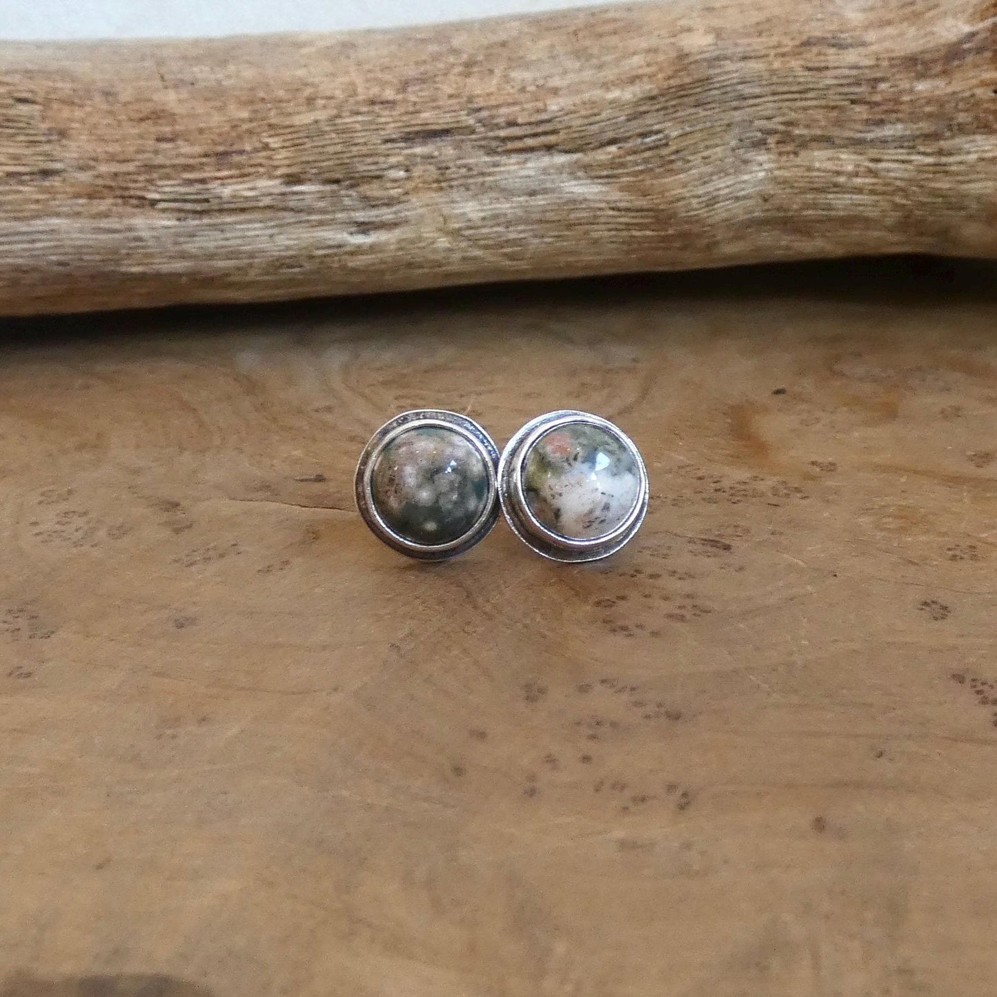 Choose Your Pair - Ocean Jasper Sterling Silver Studs - Silversmith Post Earrings