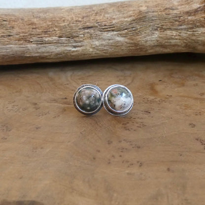 Choose Your Pair - Ocean Jasper Sterling Silver Studs - Silversmith Post Earrings