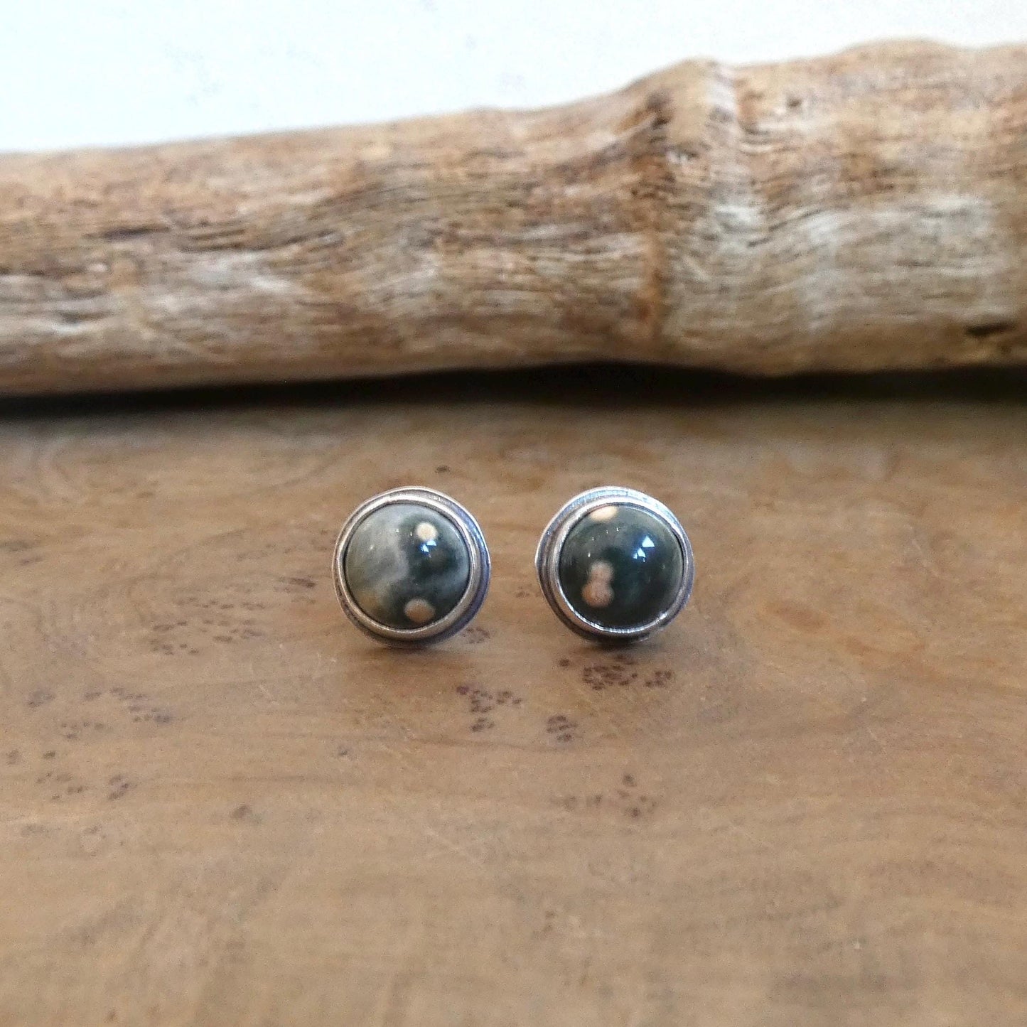 Choose Your Pair - Ocean Jasper Sterling Silver Studs - Silversmith Post Earrings