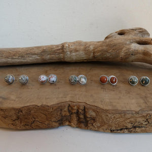 Choose your pair - Ocean Jasper Sterling Silver Studs - Silversmith Post Earrings
