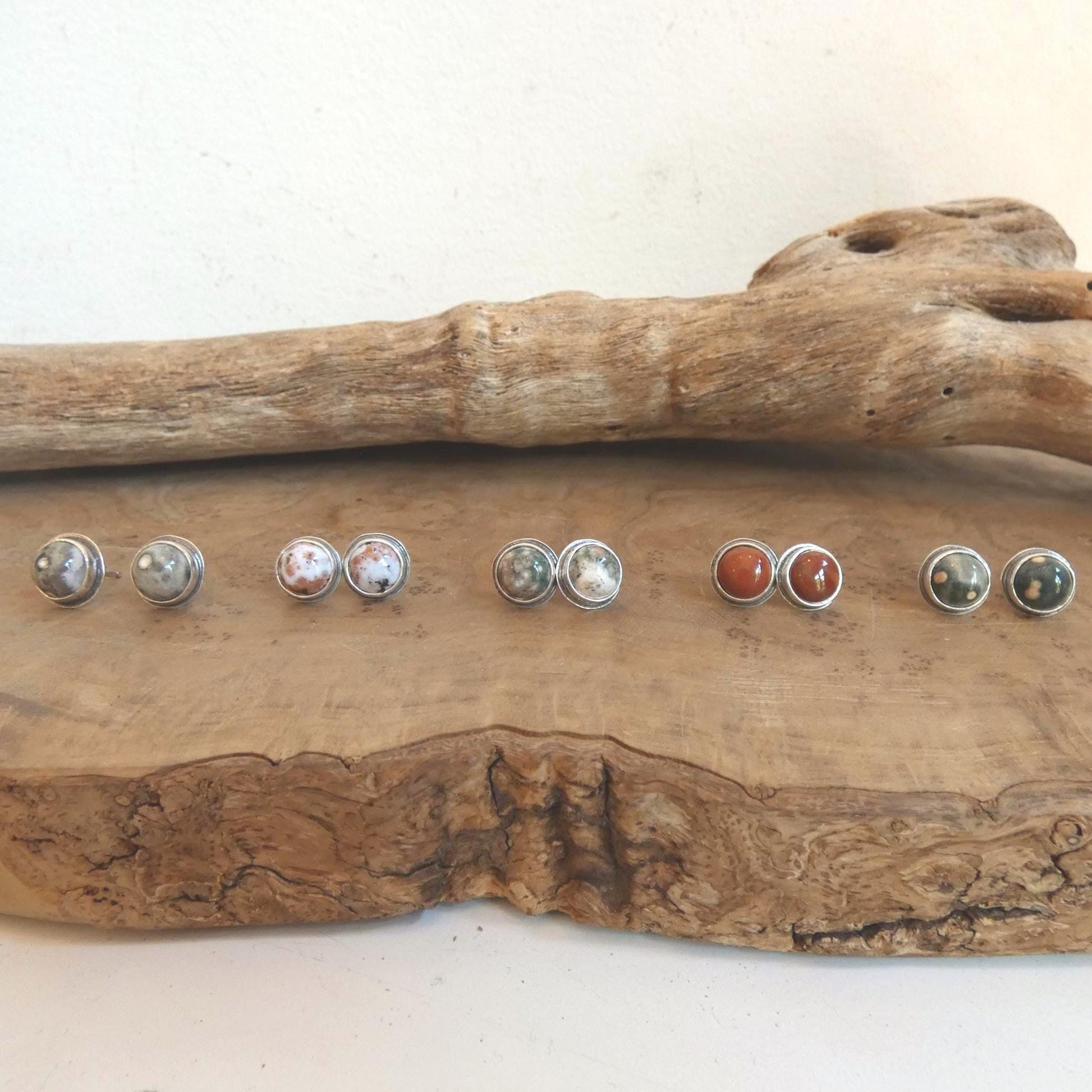 Choose Your Pair - Ocean Jasper Sterling Silver Studs - Silversmith Post Earrings