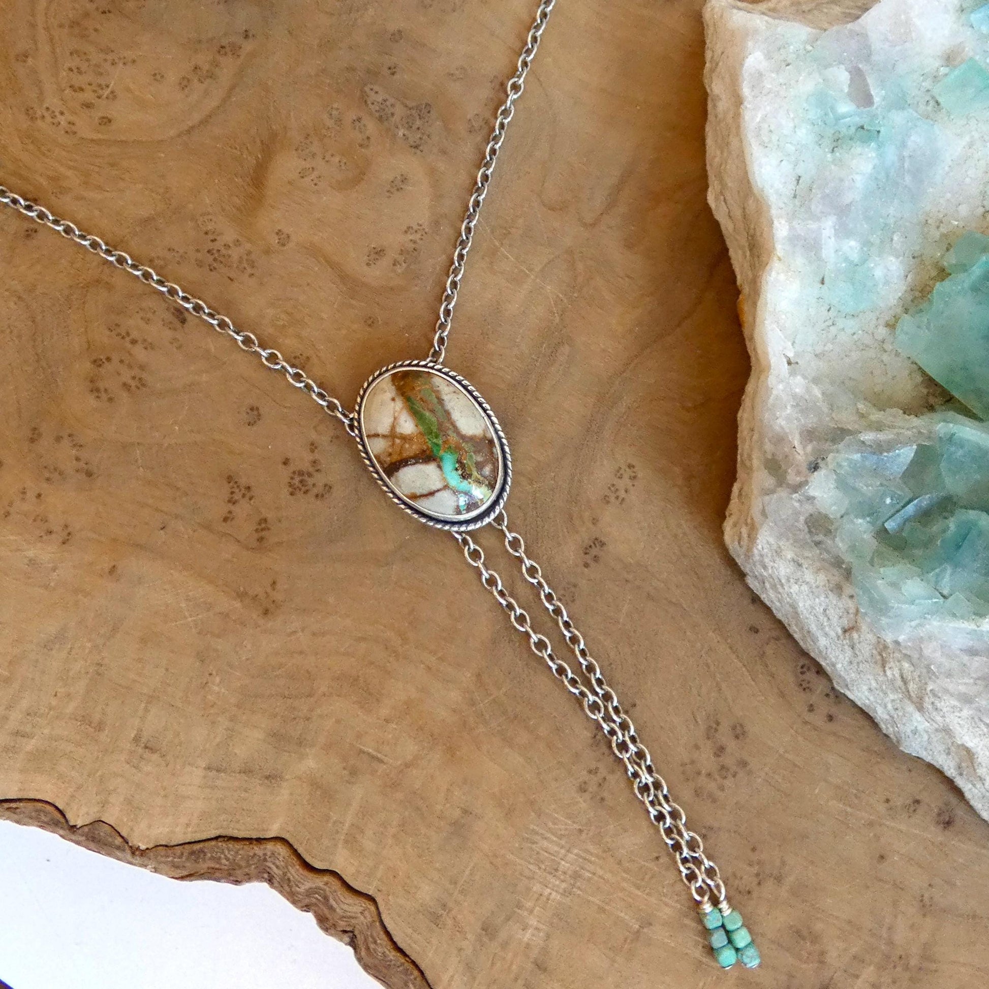 Choose your finished Royston Ribbon Turquoise Bolo Necklace – Sterling Silver