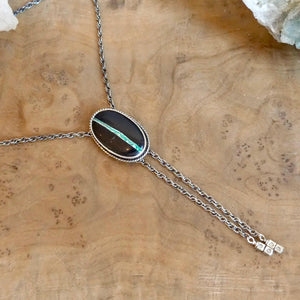 Choose your finished Black Jack Turquoise Bolo Necklace – Sterling Silver