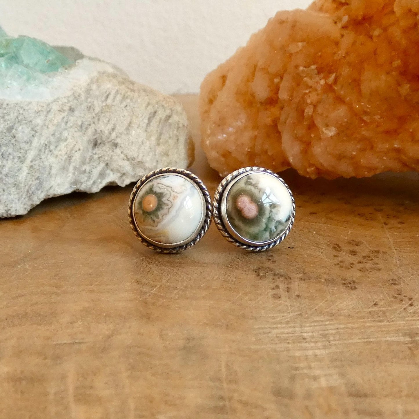 Ocean Jasper Stud Earrings | Sterling Silver