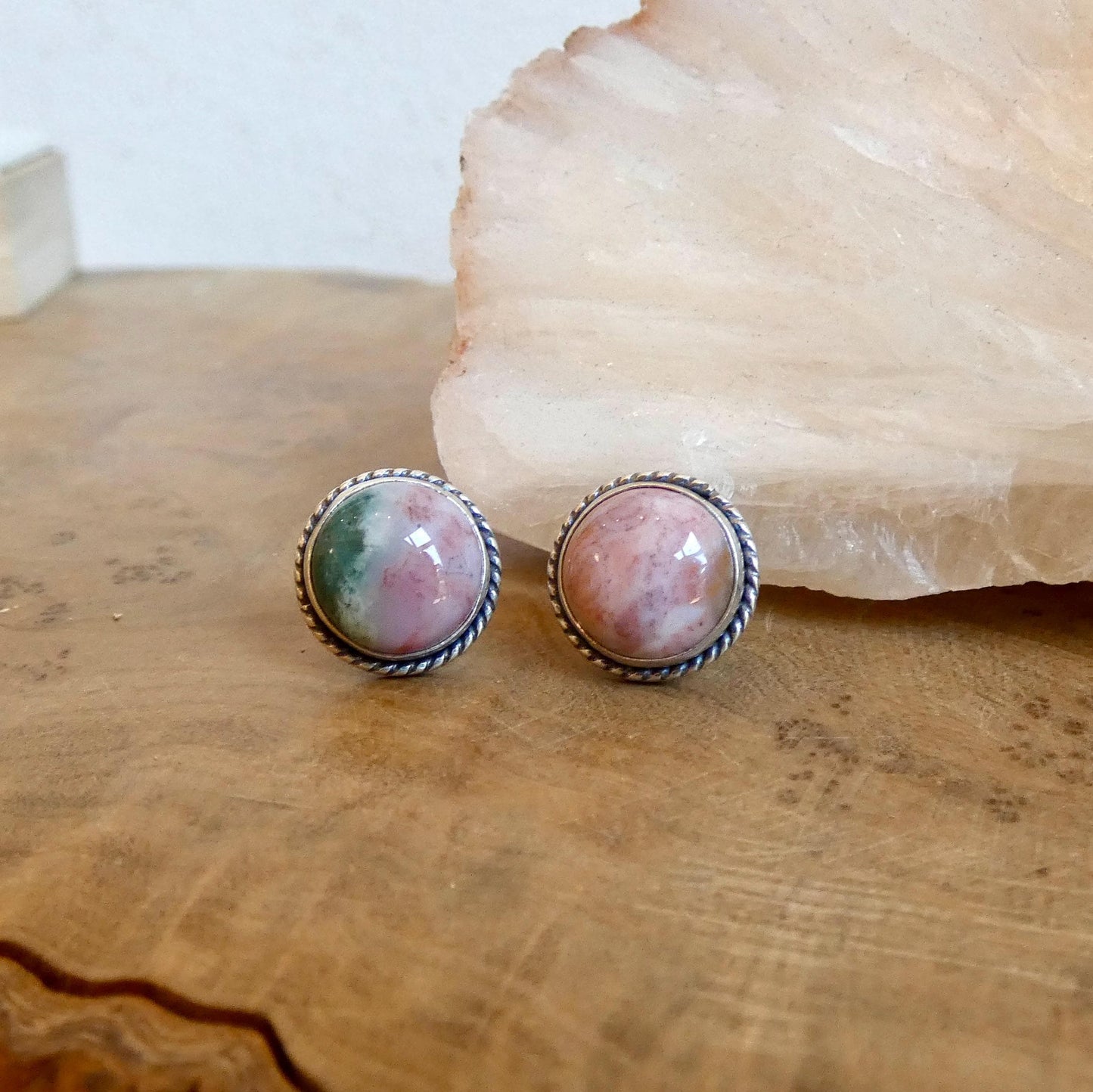 Ocean Jasper Stud Earrings | Sterling Silver