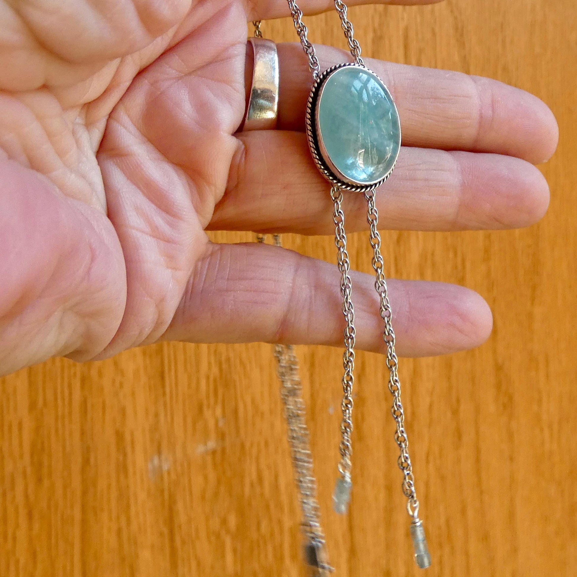 Morganite Sterling Silver Bolo Necklace - Y Necklace - Lariat - Beryl Jewelry