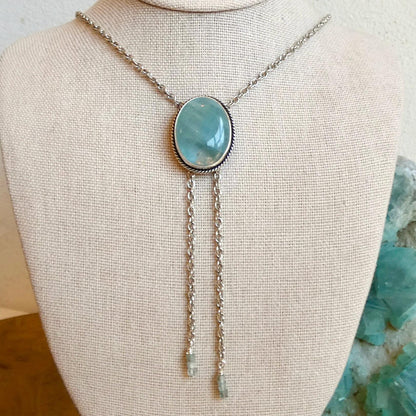 Morganite Sterling Silver Bolo Necklace - Y Necklace - Lariat - Beryl Jewelry
