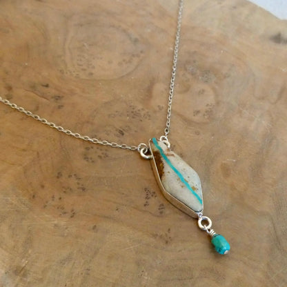 Royston Ribbon Turquoise Pendant Necklace – Sterling Silver, Kite Turquoise Drop