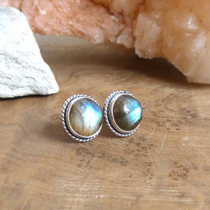 Labradorite Traditional Posts Earrings - .925 Sterling Silver