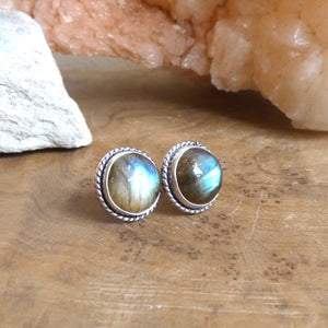 Labradorite Traditional Posts Earrings - .925 Sterling Silver