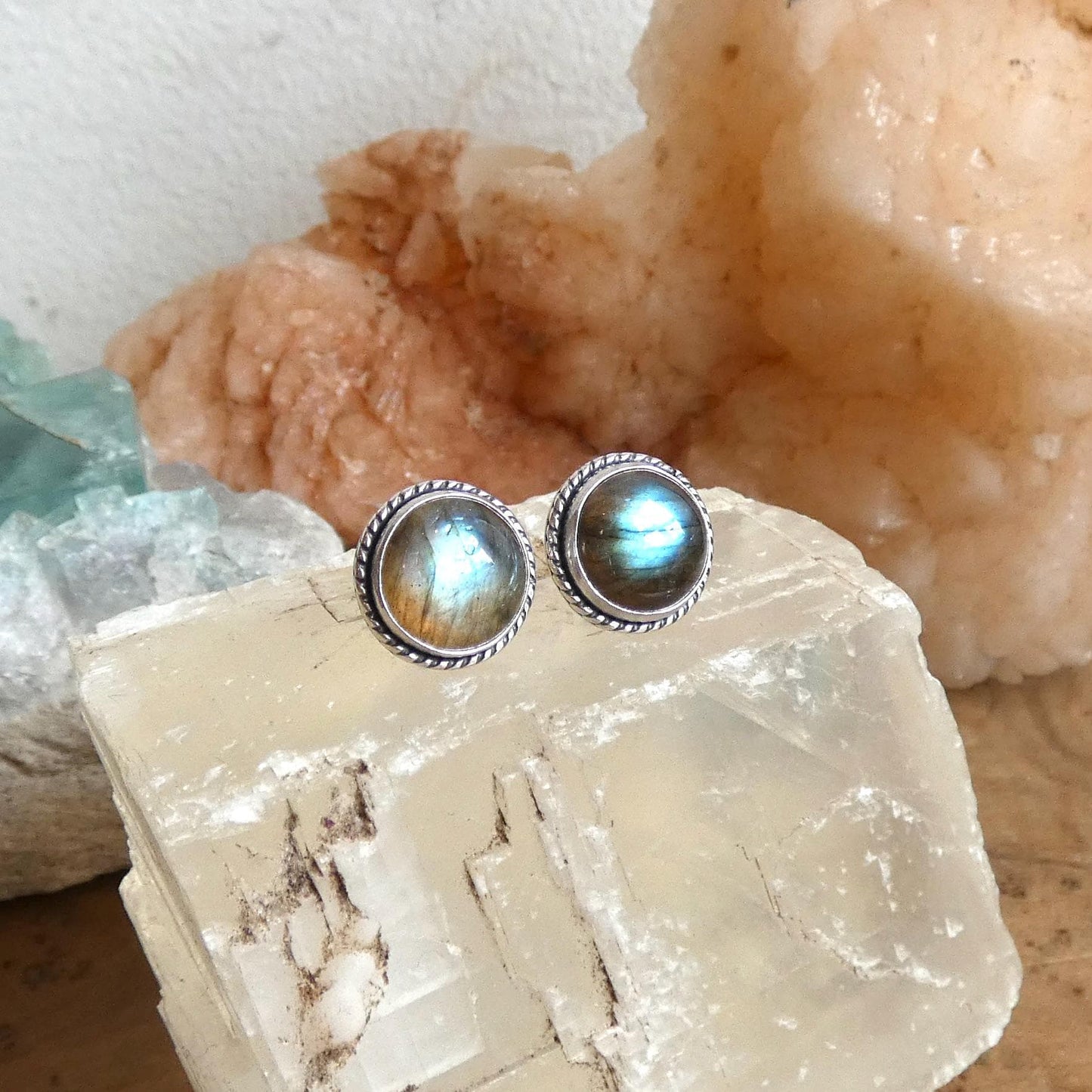 Labradorite Traditional Posts Earrings - .925 Sterling Silver