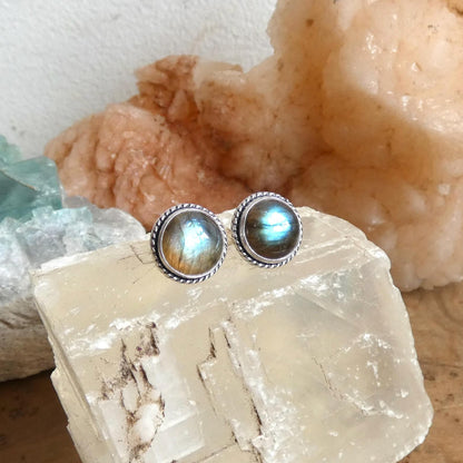 Labradorite Traditional Posts Earrings - .925 Sterling Silver
