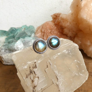 Labradorite Traditional Posts Earrings - .925 Sterling Silver