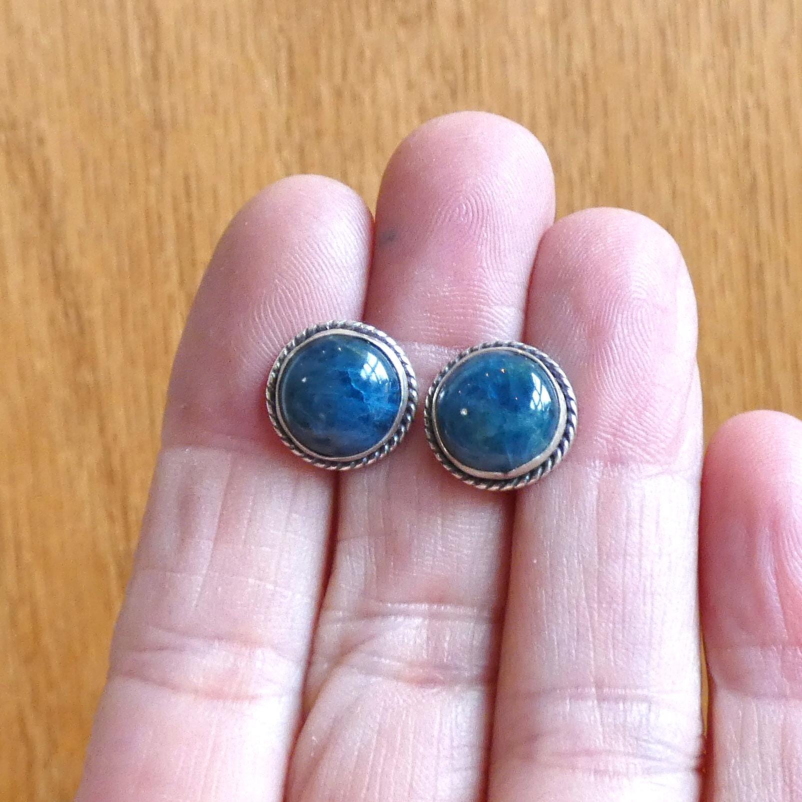 Apatite Traditional Posts - 10mm Stud Earrings - Sterling Silver